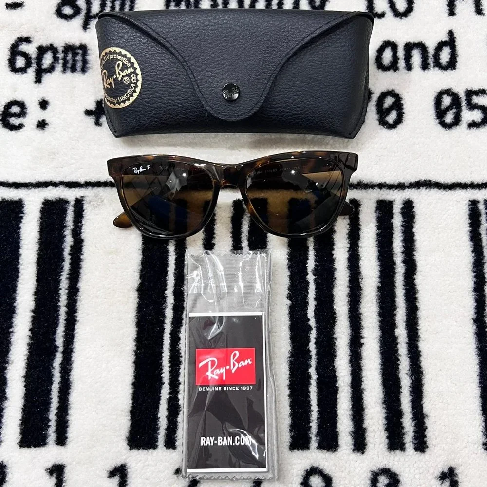 RayBan RB4184 Polished Light Havana Brown Polarized Wayfarer - Made in Italy